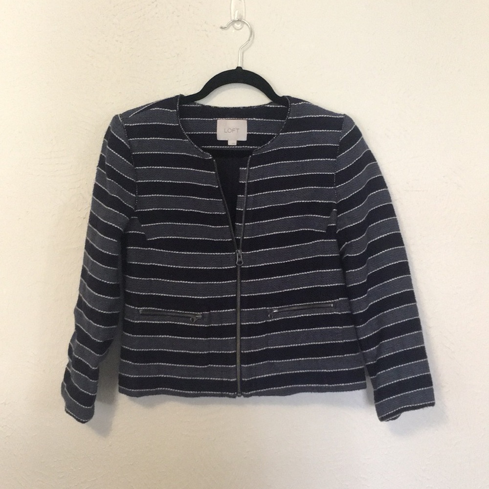 Ann Taylor Loft striped tweed jacket